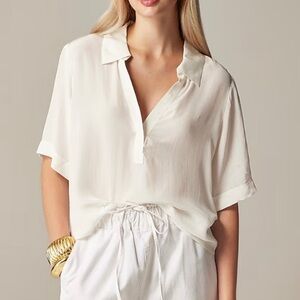 Jcrew Bungalow Popover Top In Crepe De Chine White New With Tags Size XS